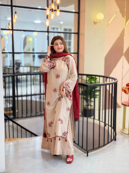 Maroon Blossom Luxury 3 PCs