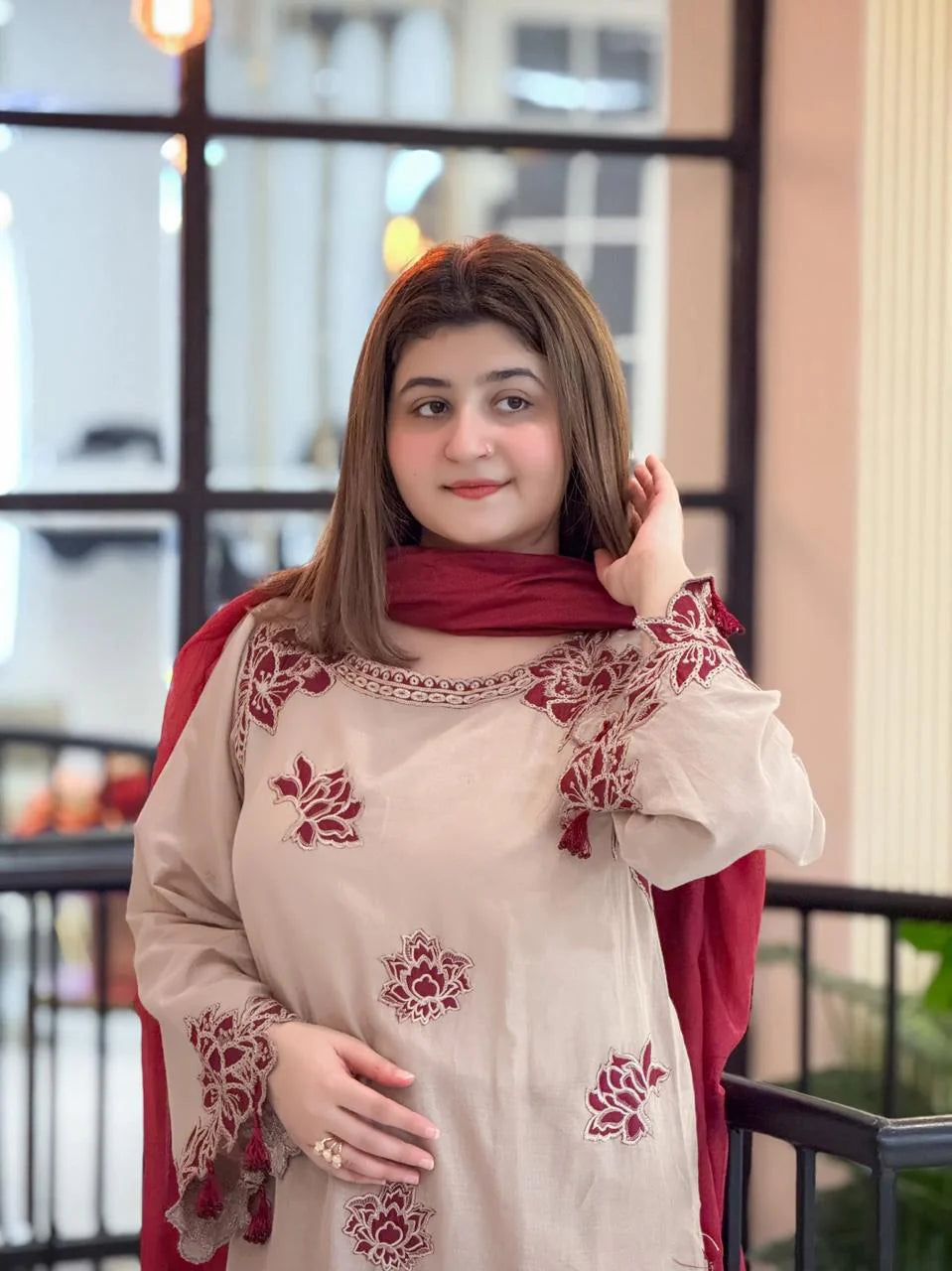 Maroon Blossom Luxury 3 PCs