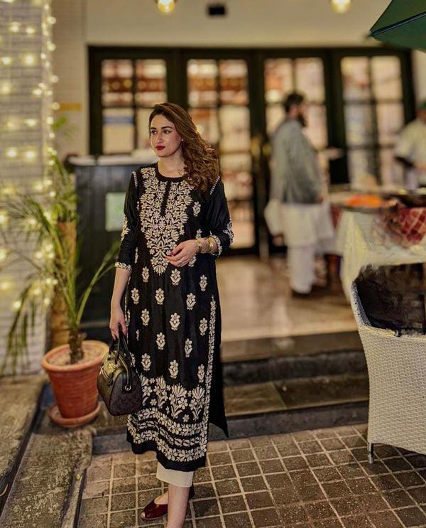 Black Bloom Kurti-2pcs