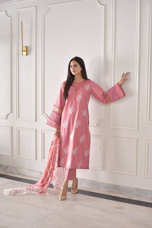 Rosé Grace – 2 Piece Embroidered Cotton Suit